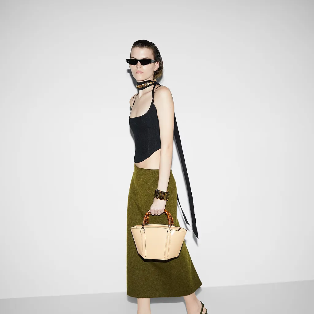 Small Bamboo Top Handle Tote Bag