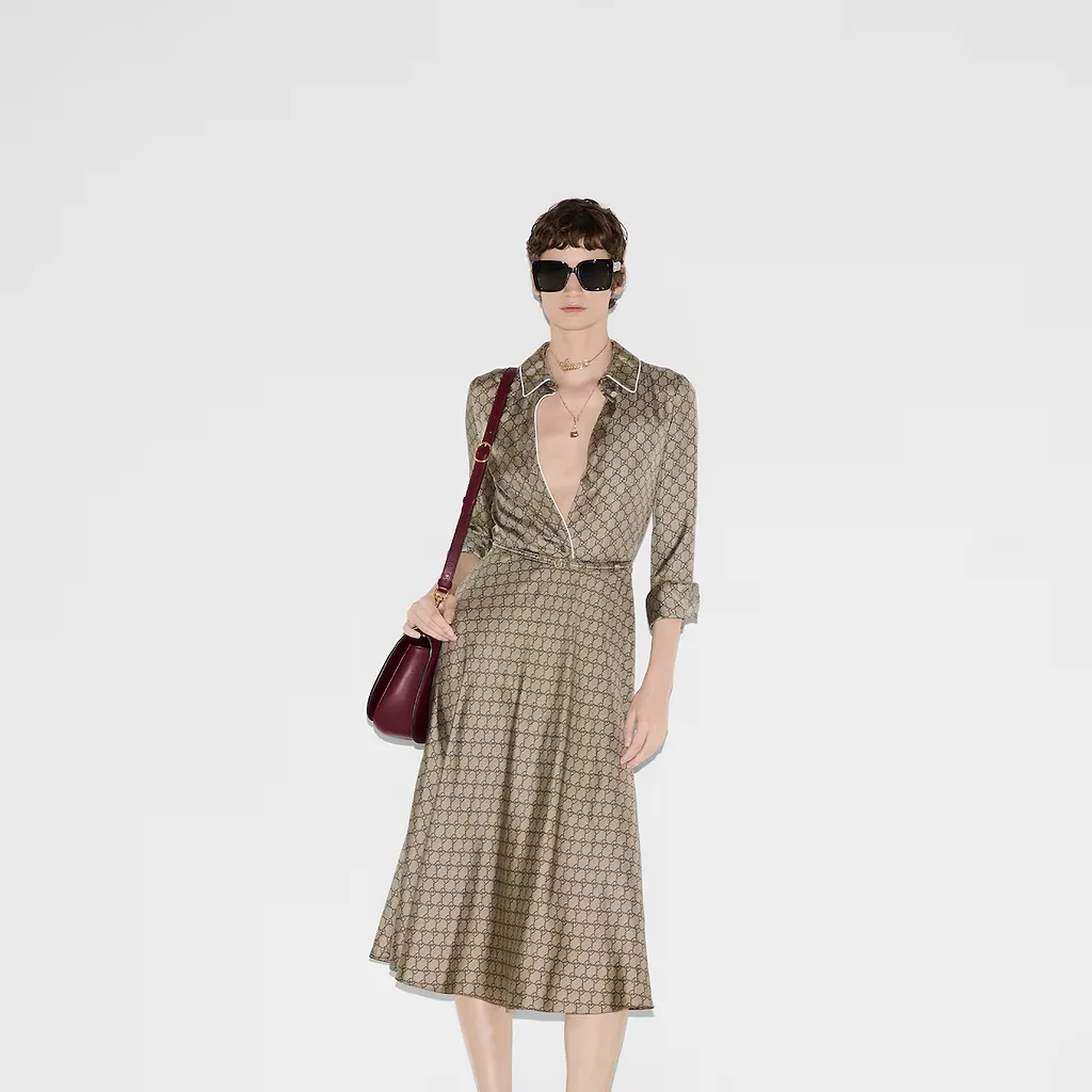 Gg Silk Twill Dress
