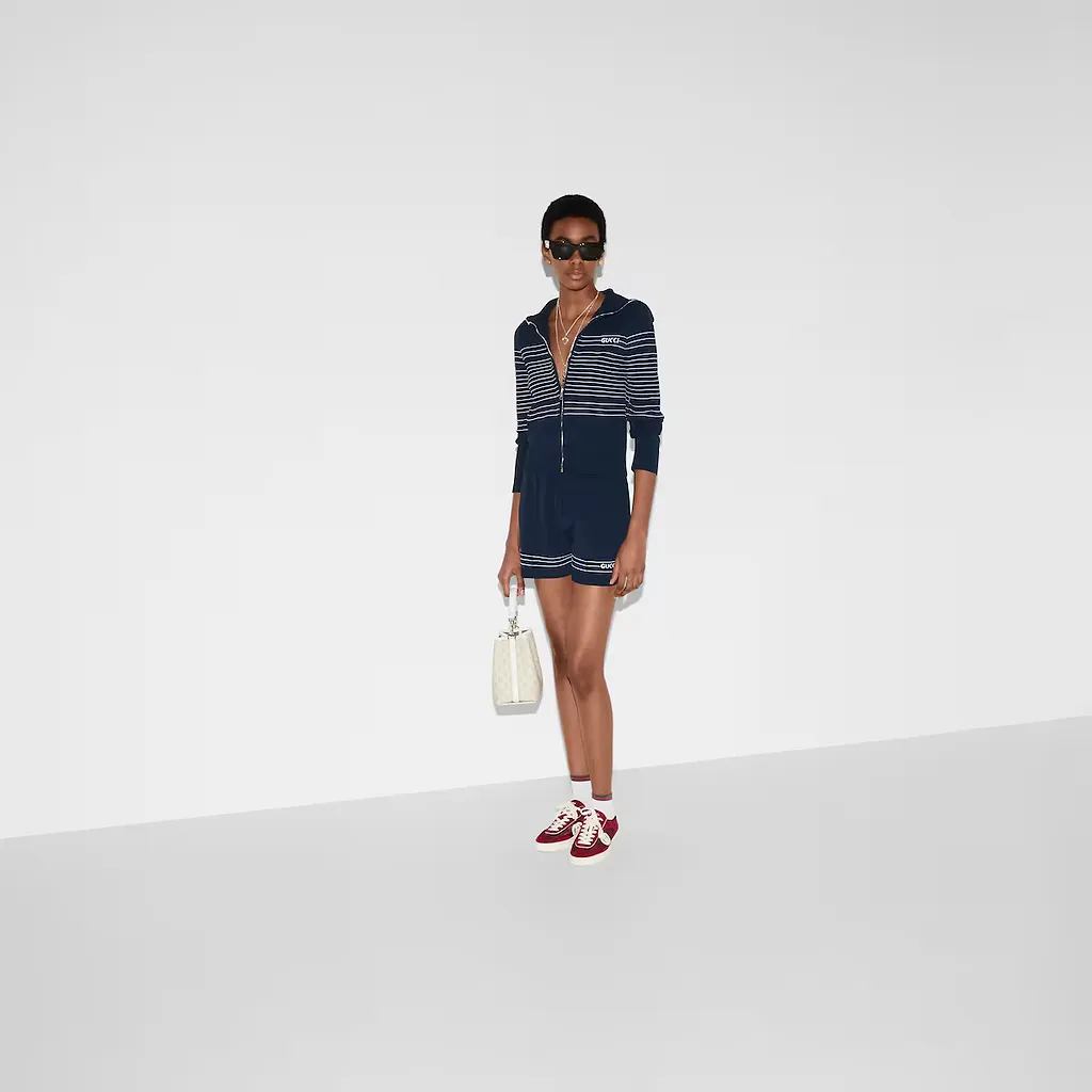 Fabric Shorts With Intarsia