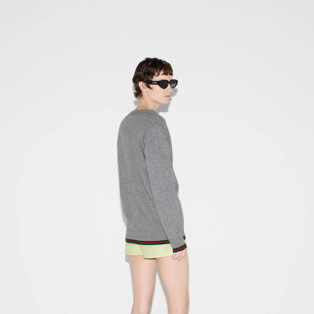 Wool And Cashmere Cardigan With Web