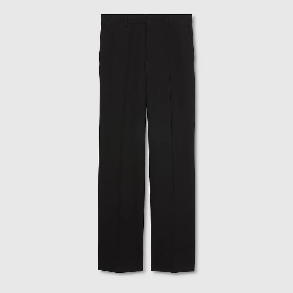 Wool Gabardine Pant With Embroidery