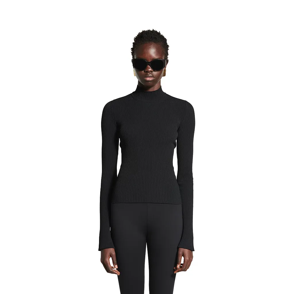 Lace-Up Fitted Turtleneck