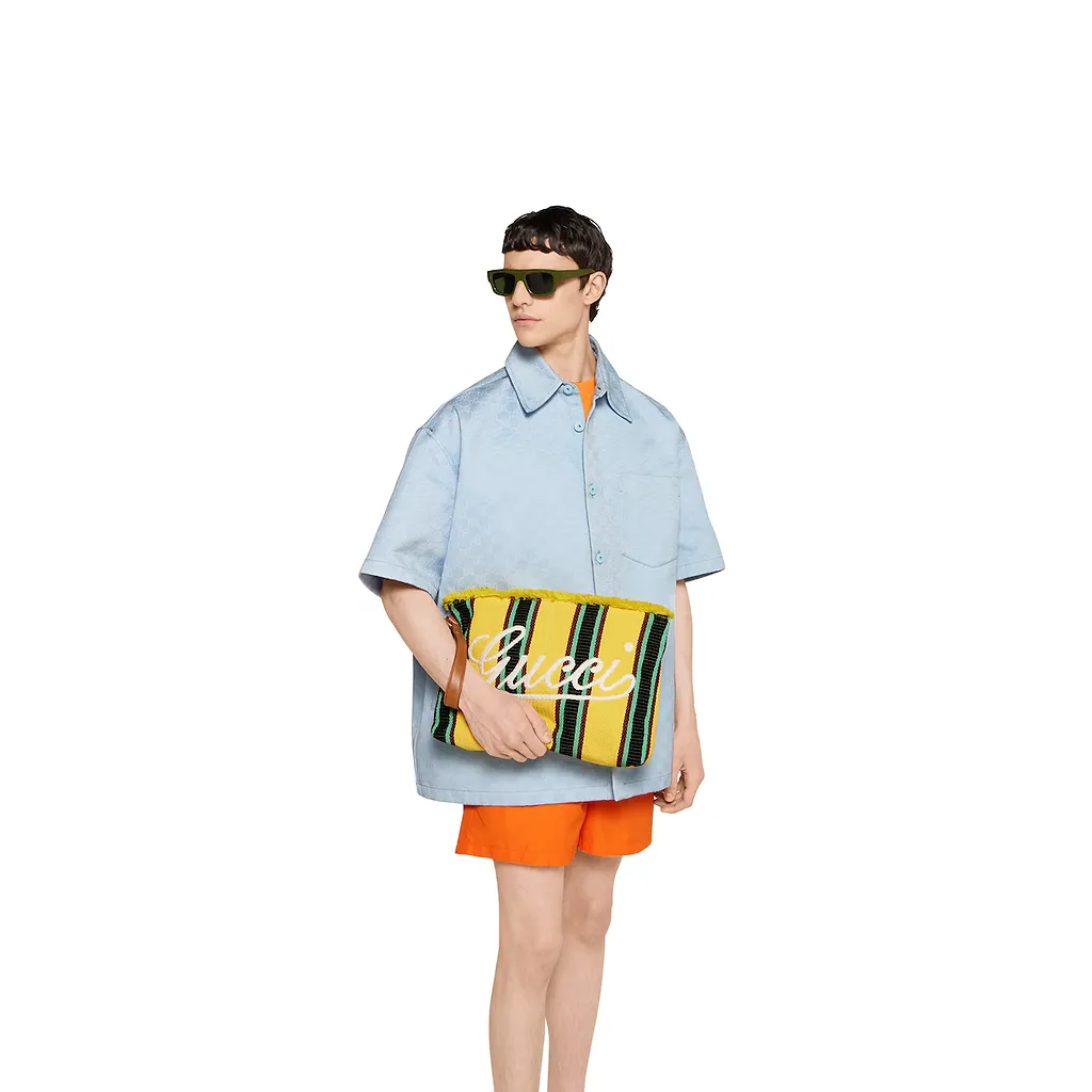 Large Embroidered Canvas Pouch