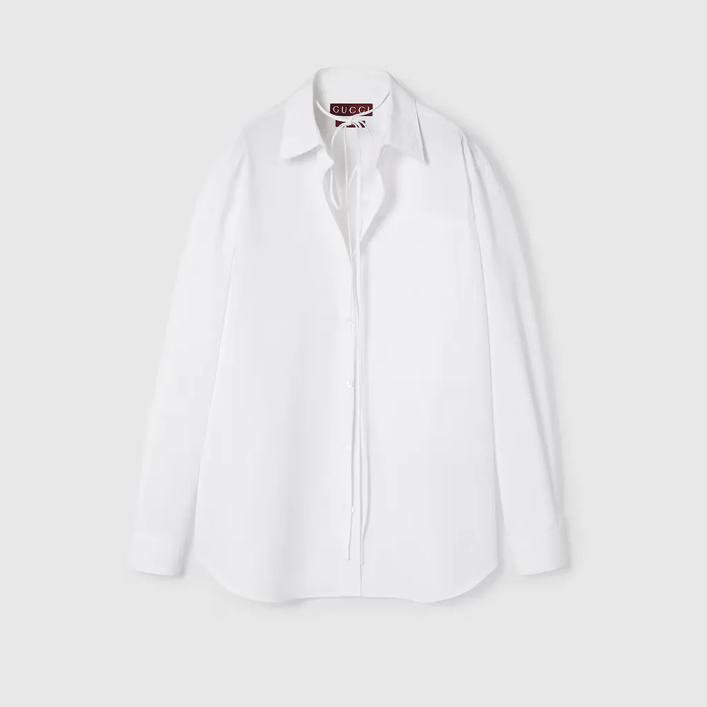 Cotton Poplin Shirt With Gucci Logo