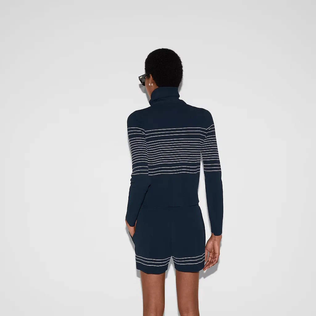 Fabric Polo Jacket With Intarsia