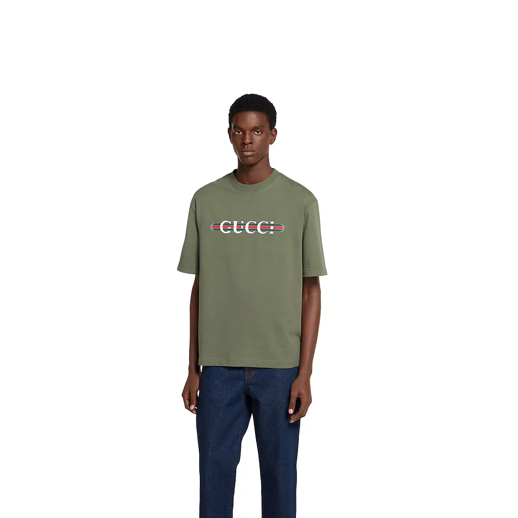 Heavy Cotton Jersey T-Shirt With Print