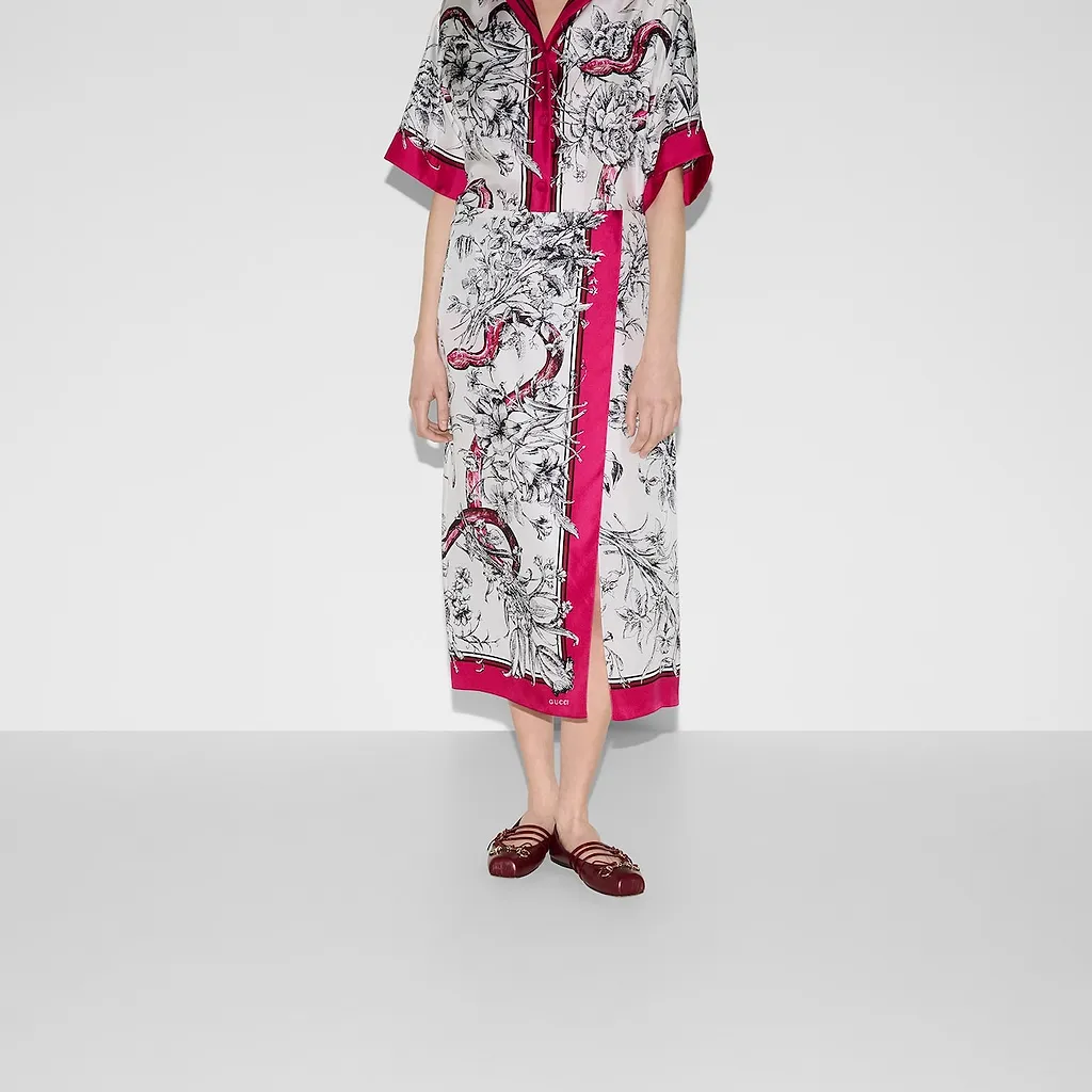 Printed Silk Wrap Skirt