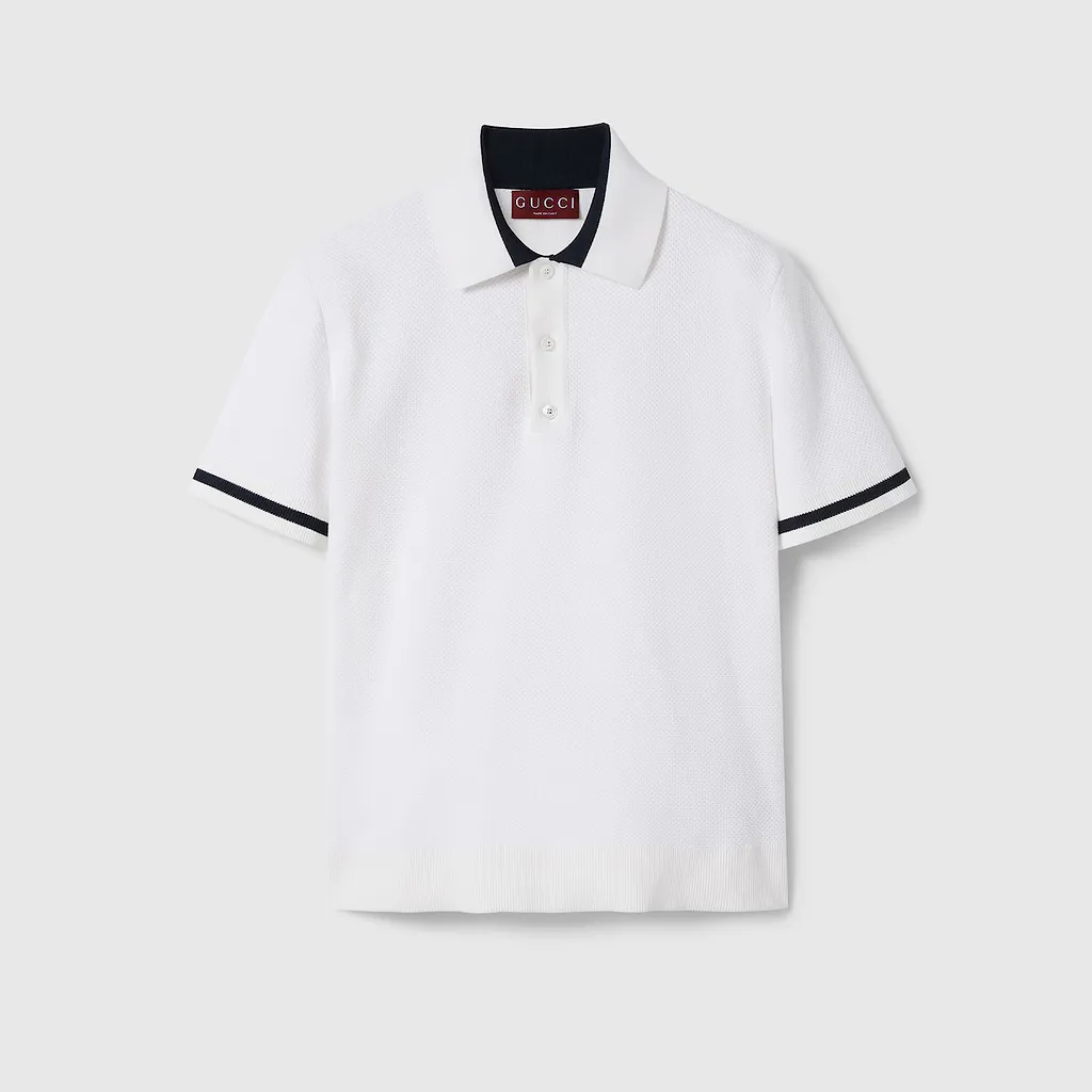 Knit Cotton Polo Shirt With Intarsia