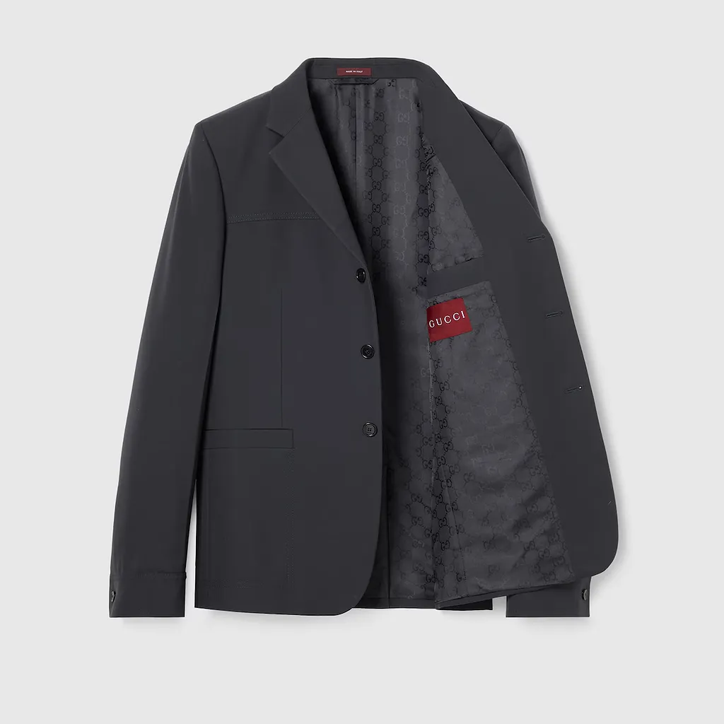 Single-Breasted Wool Twill Jacket