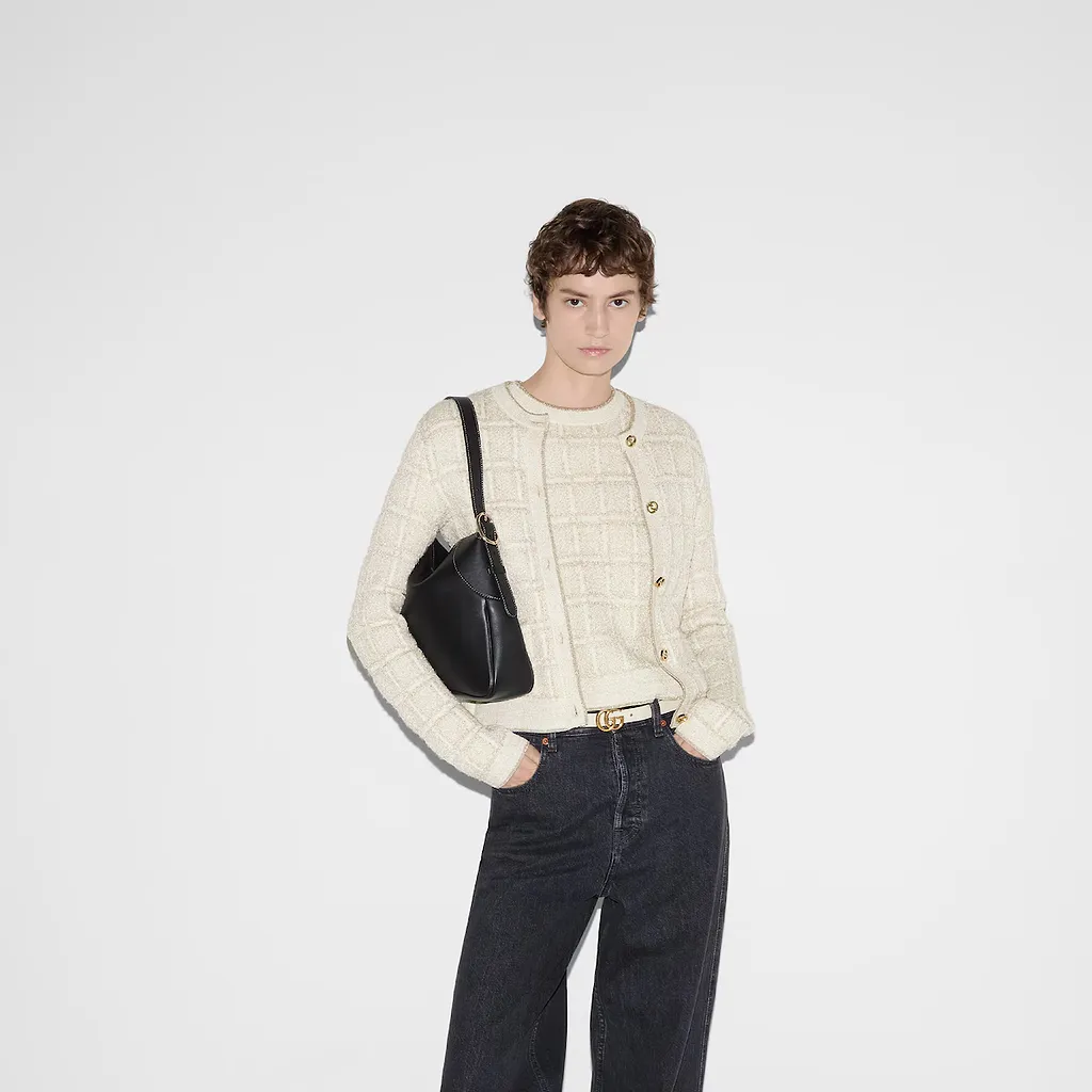 Wool And Lamé Check Jacquard Top