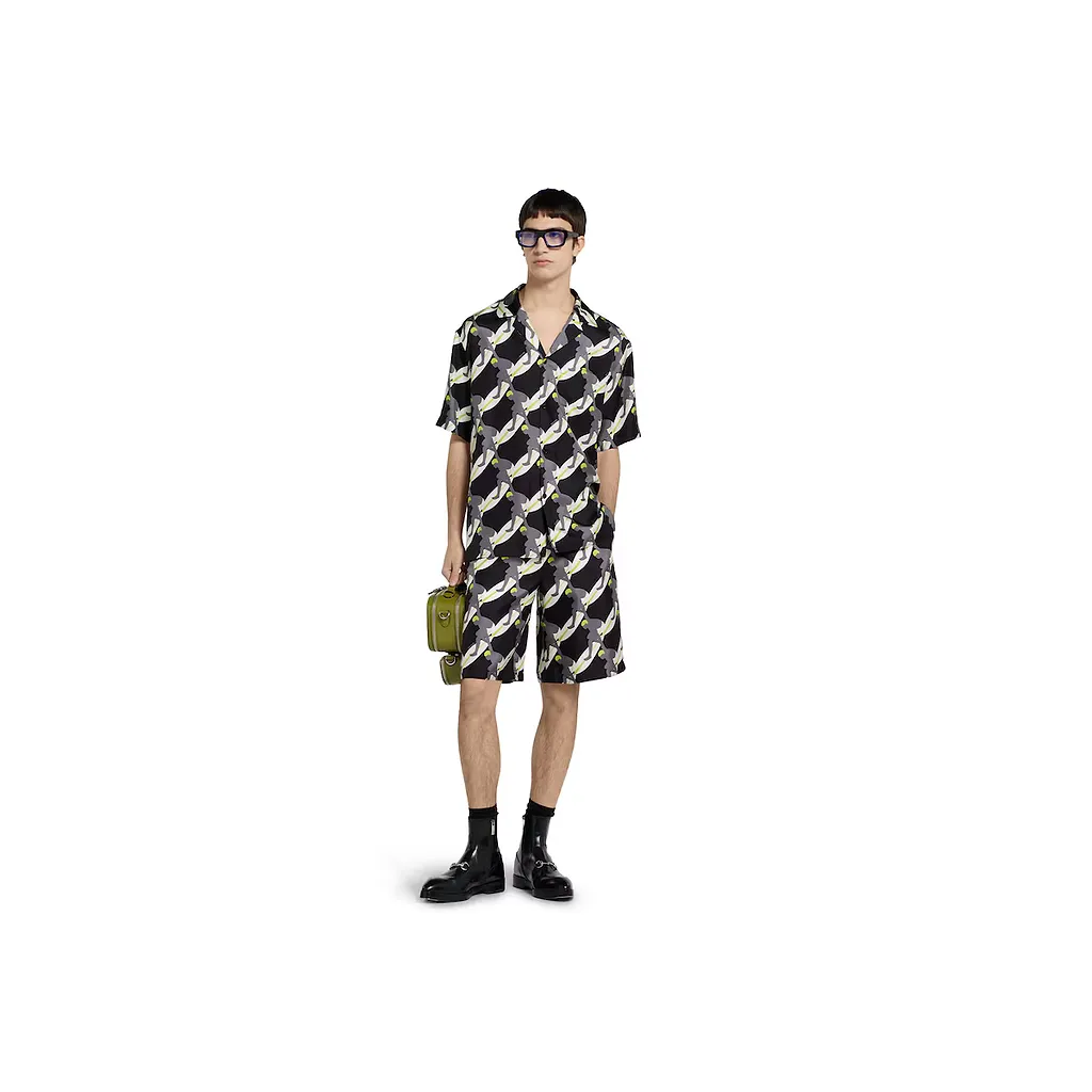 Printed Silk Twill Shorts