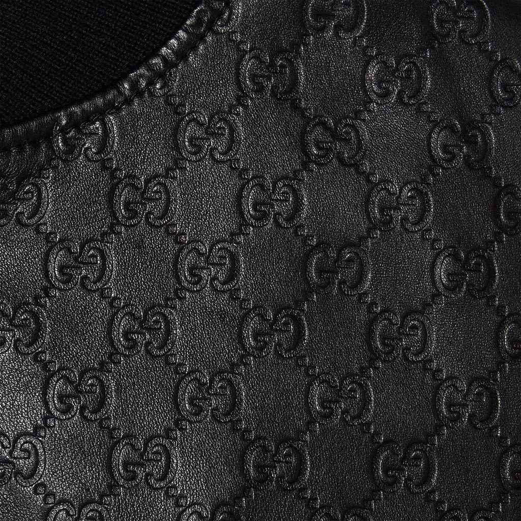 Embossed Gg Leather Bomber Jacket
