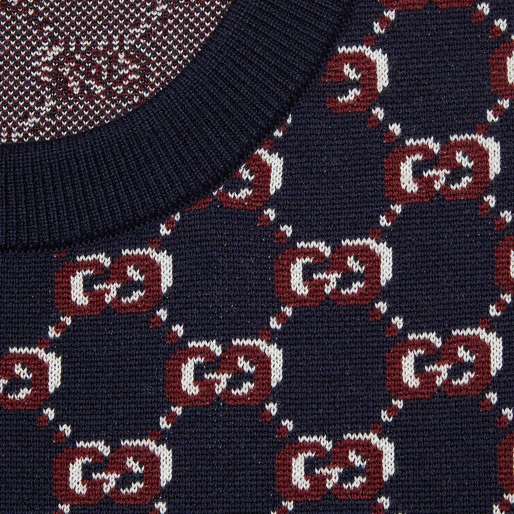 Wool Jacquard Sweater With Gg Shadow