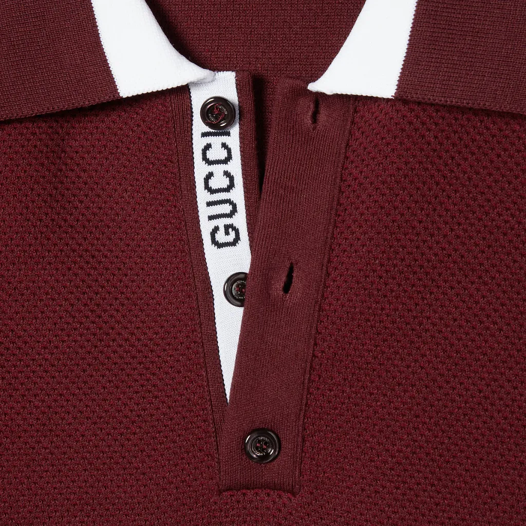 Cotton Piquet Polo Shirt With Intarsia