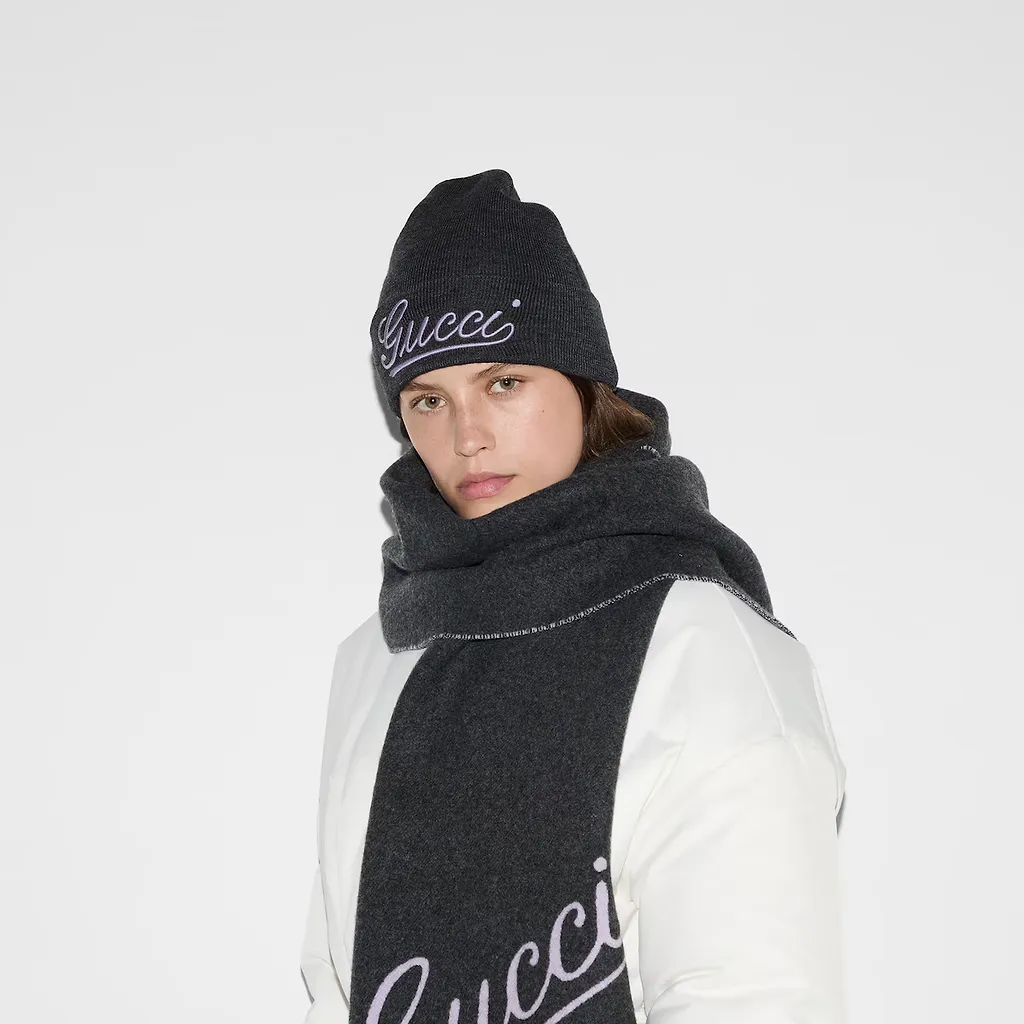 Wool Hat With Gucci Embroidery
