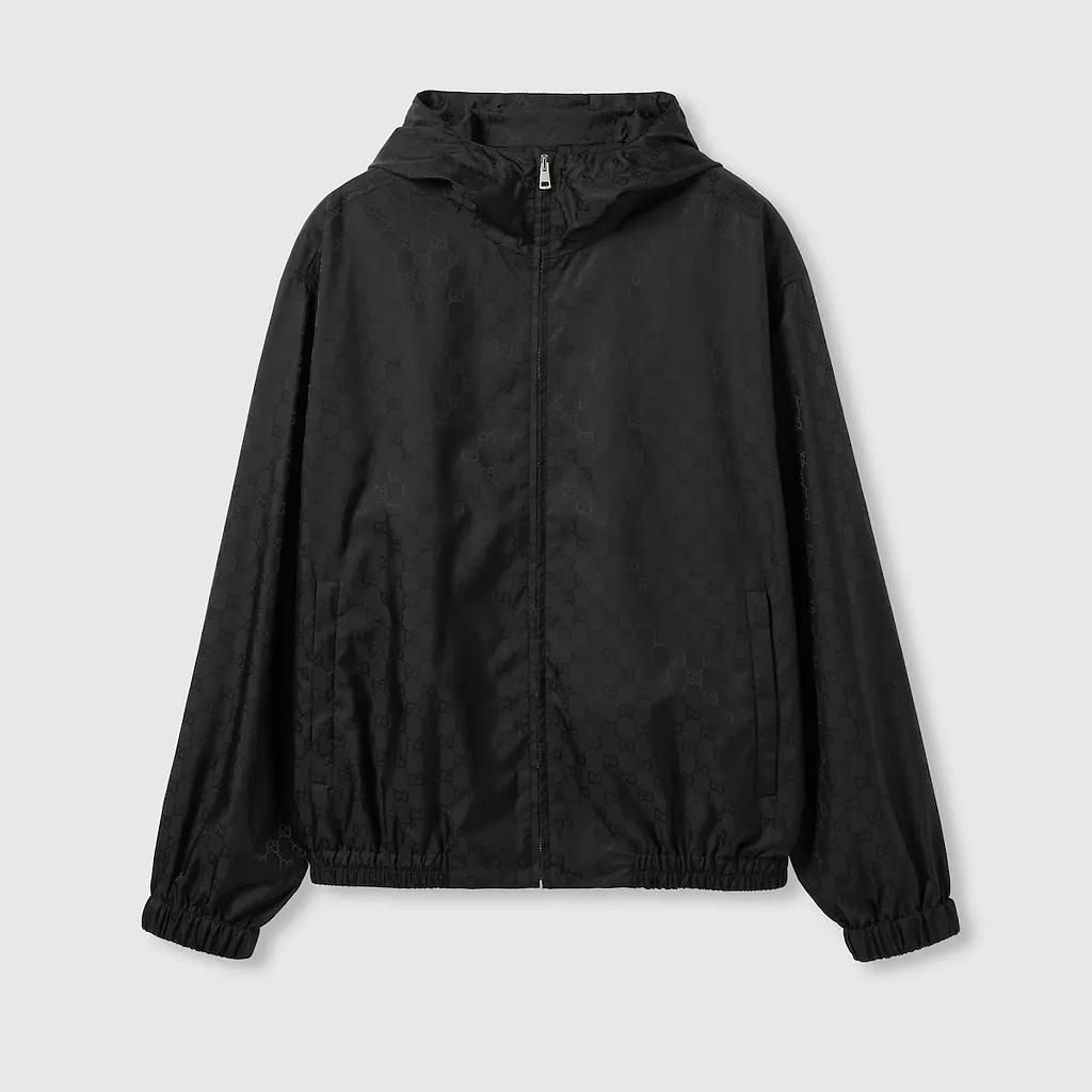 Gg Nylon Jacquard Zip Jacket