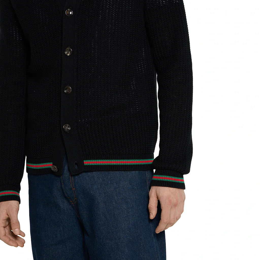 Cotton Knit Cardigan With Web