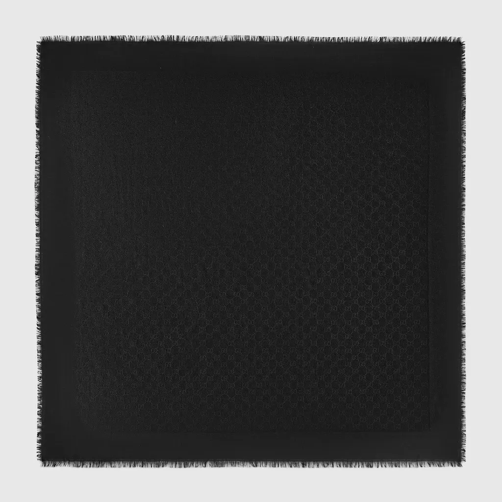 Gg Wool And Silk Jacquard Shawl