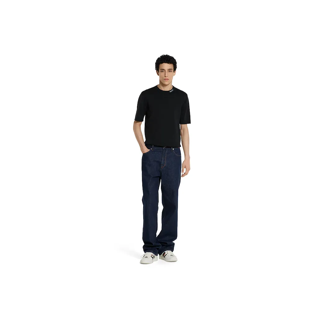 Silk Cotton T-Shirt With Gucci Intarsia