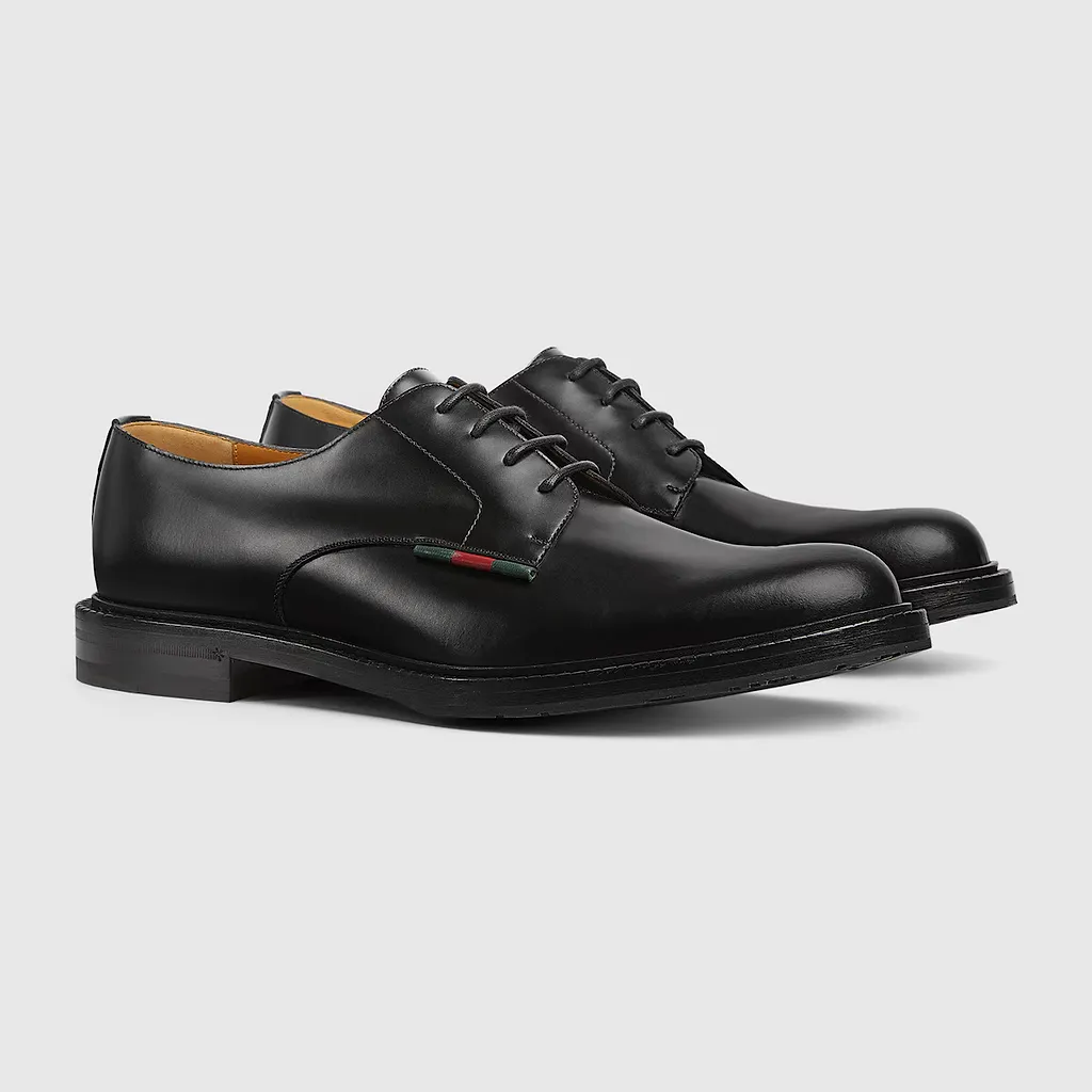 Lace-Up Shoe With Leather Web