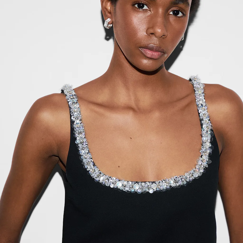 Embroidered Wool Silk CrÊPe Top