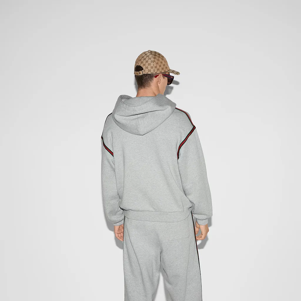Cotton Jersey Hooded Sweatshirt With Web