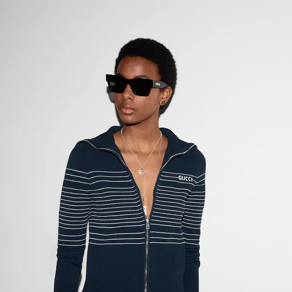 Fabric Polo Jacket With Intarsia