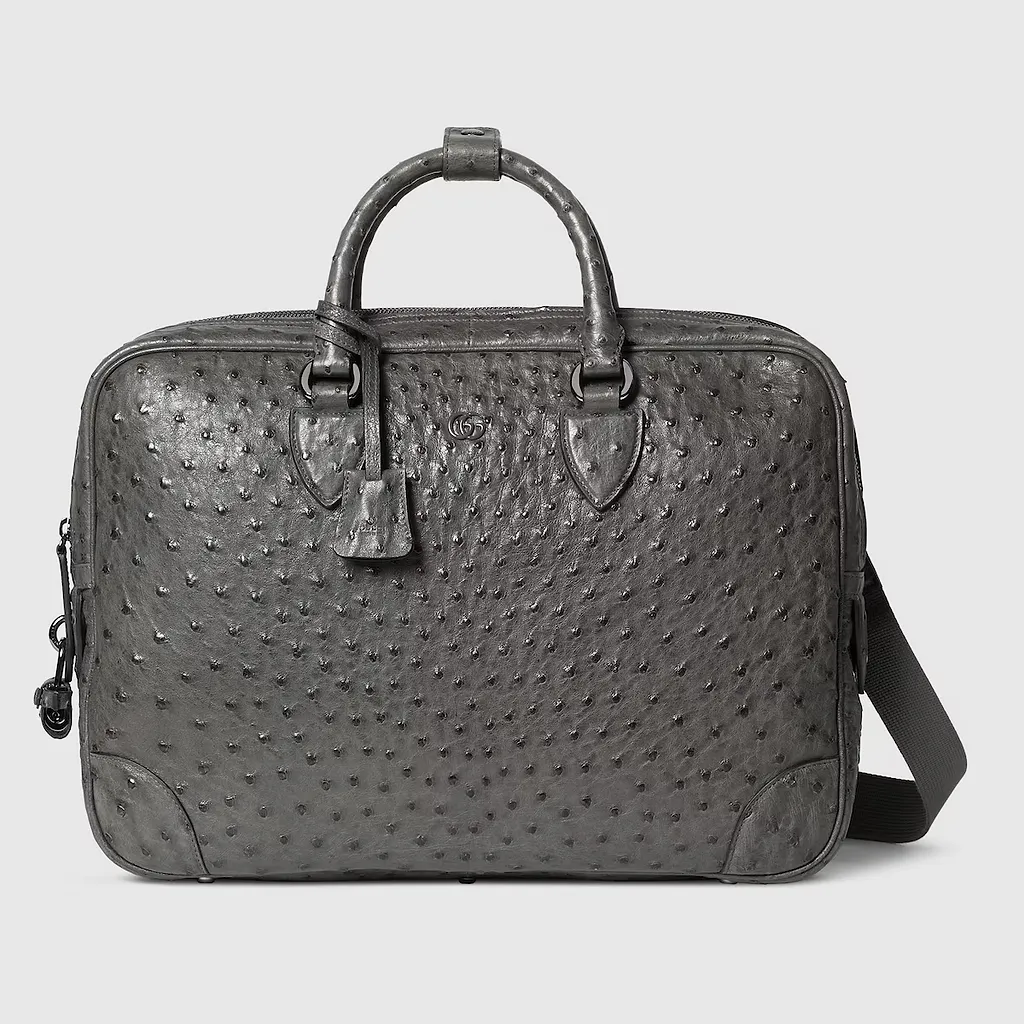 Ostrich Briefcase With Double G