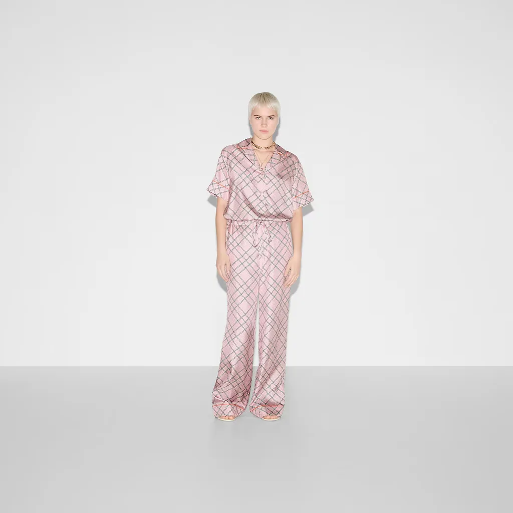 Printed Silk Twill Trousers