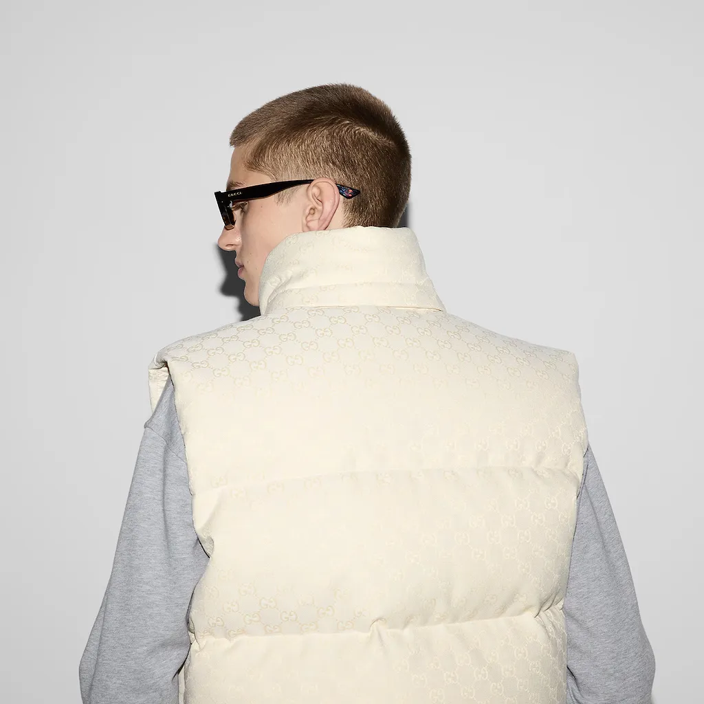 Gg Cotton Blend Canvas Puffer Vest