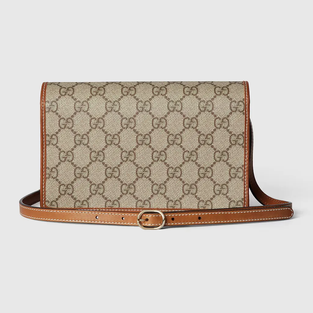 Gg Emblem Wallet With Leather Strap
