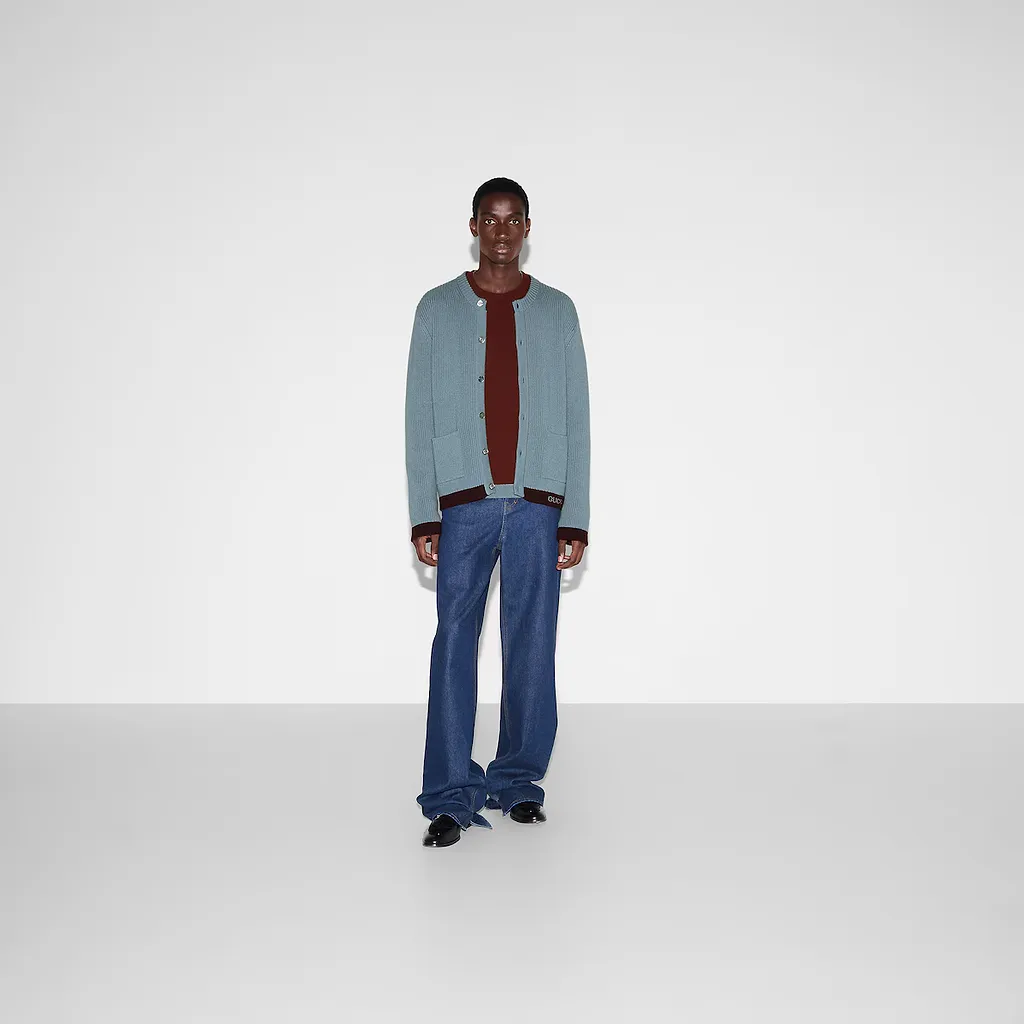 Fine Wool Cardigan With Intarsia