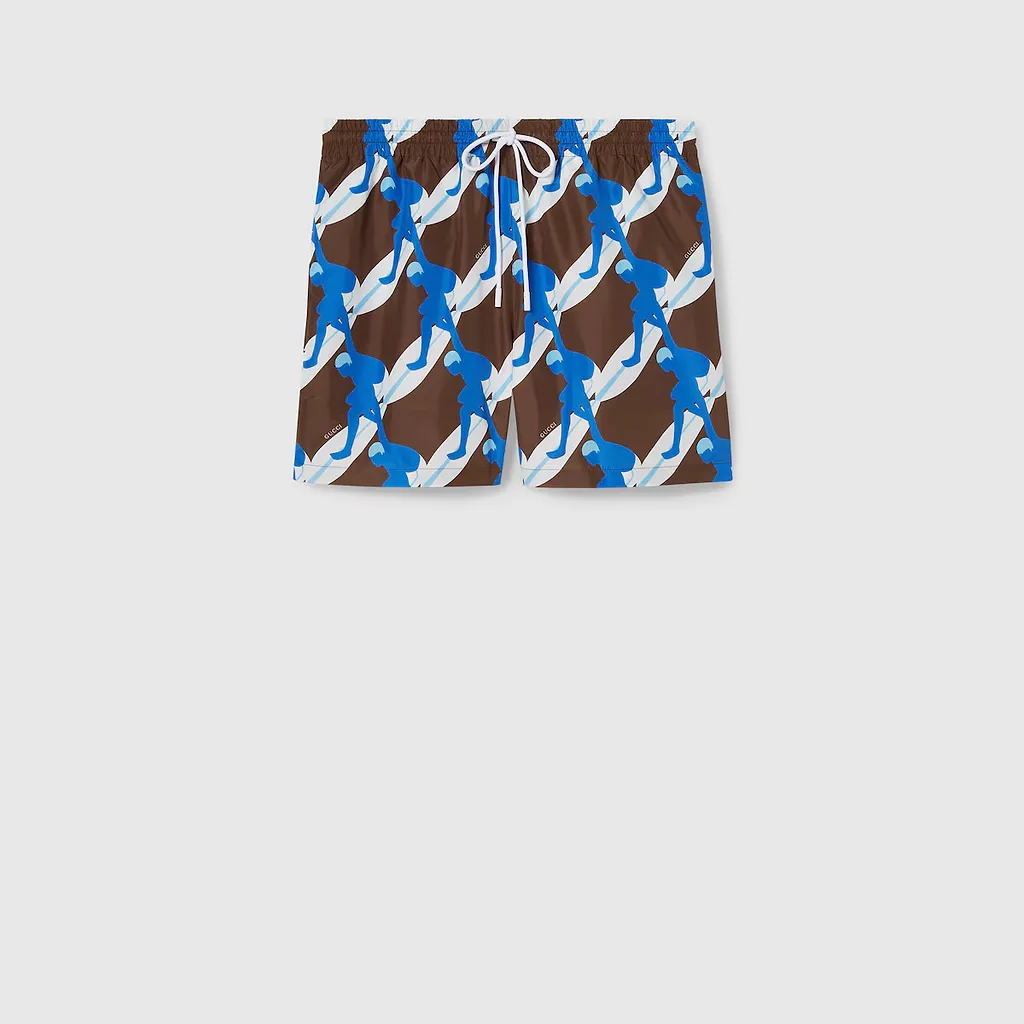 Printed Technical Poplin Swim Short