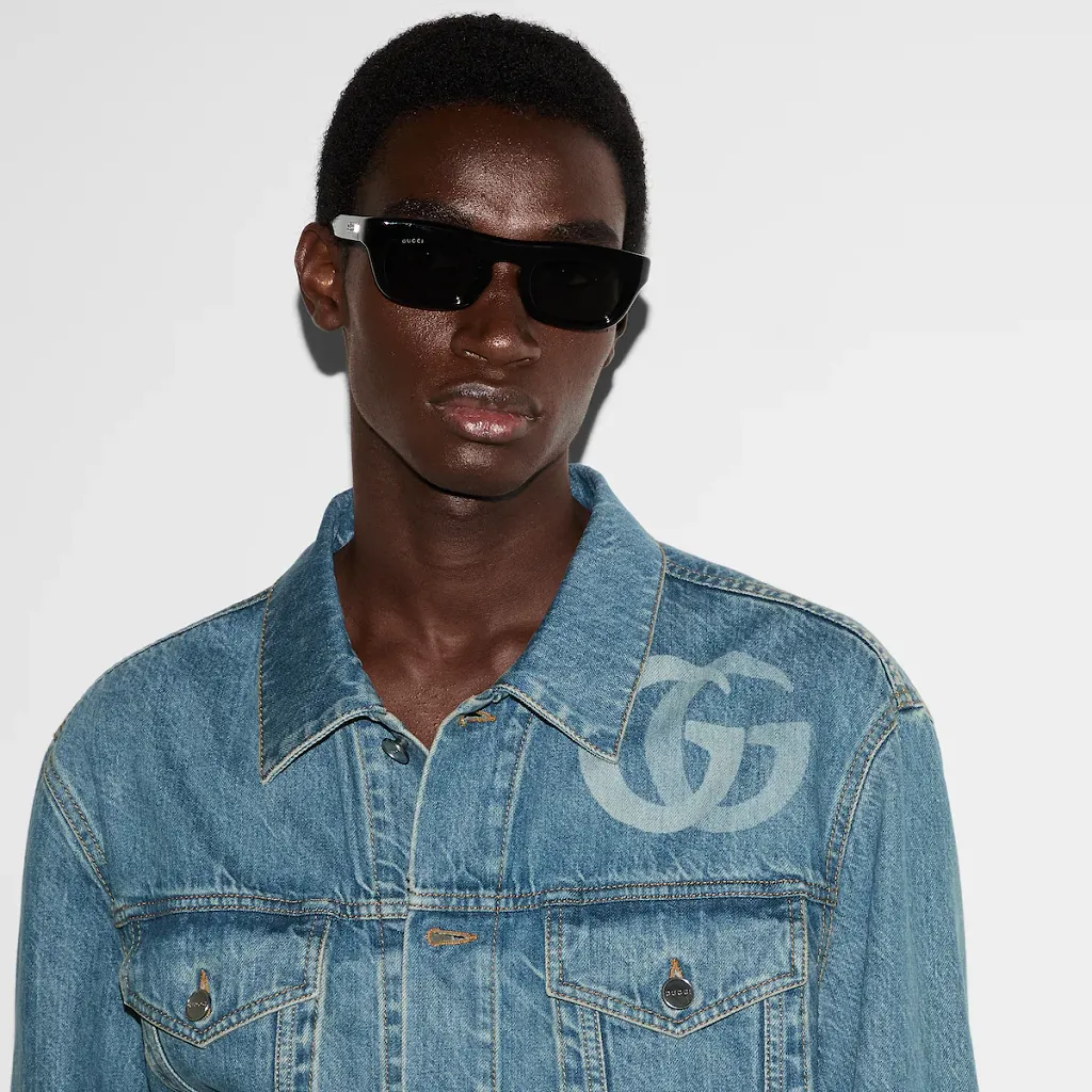 Lasered Double G Denim Jacket