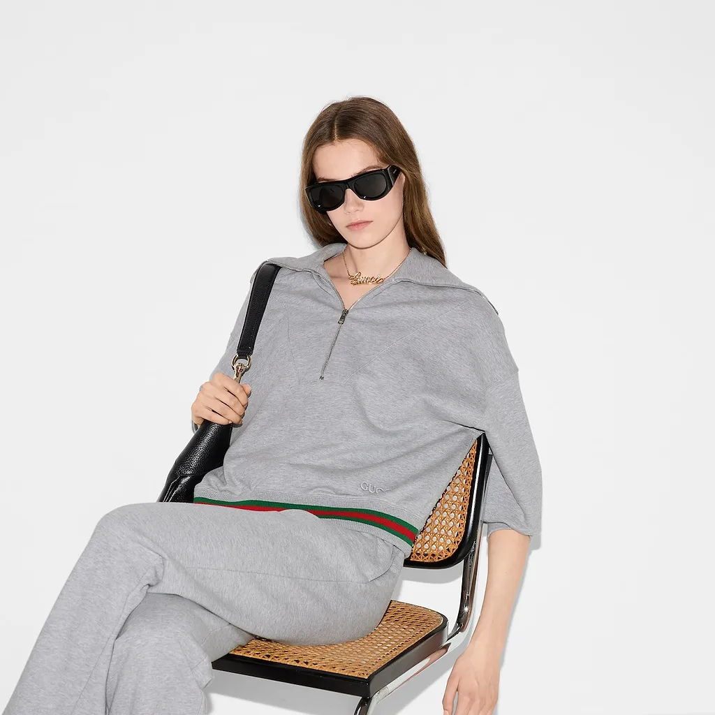 Cotton Jersey Sweatshirt With Web