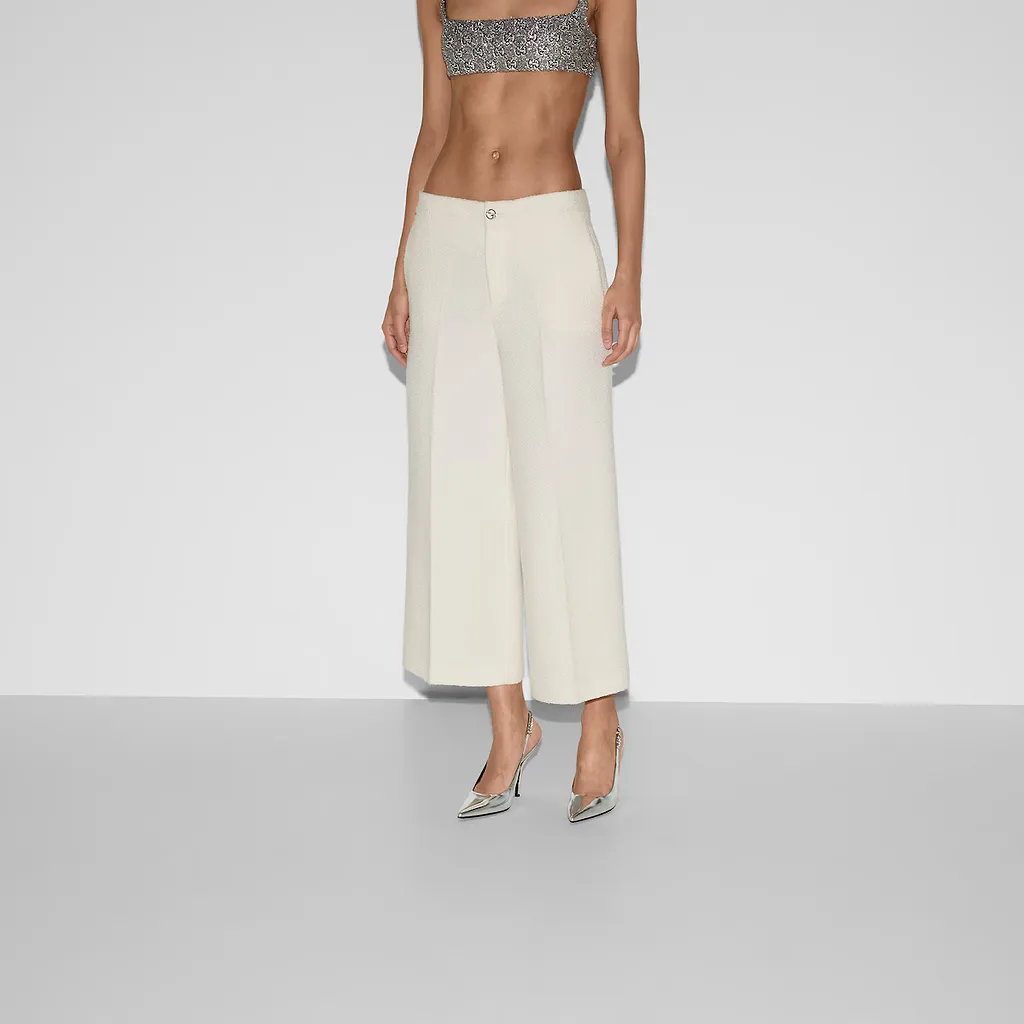 Embroidered Wool Bouclé Trouser