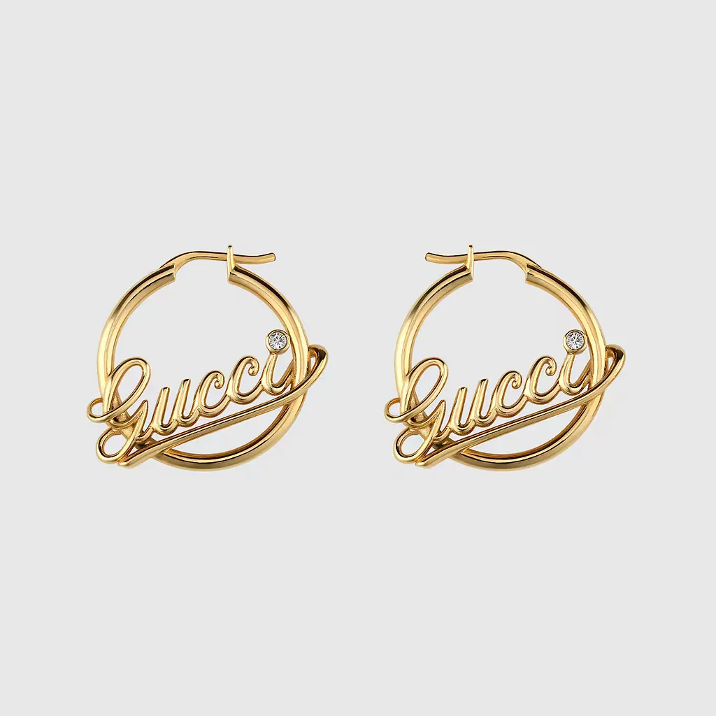 Hoop Earrings With Gucci Script