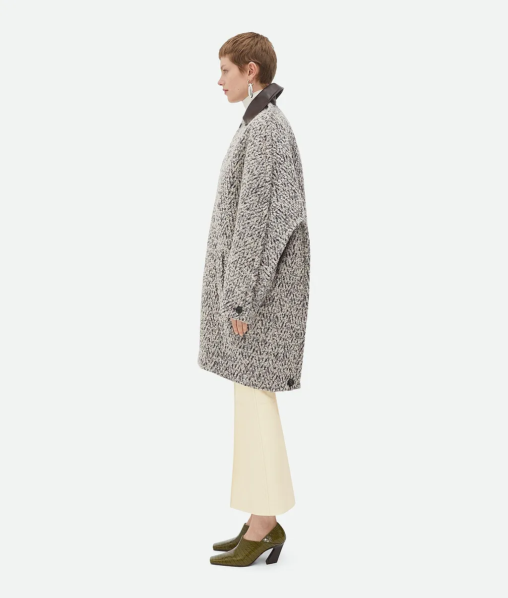 Wool Boucle Chevron Coat