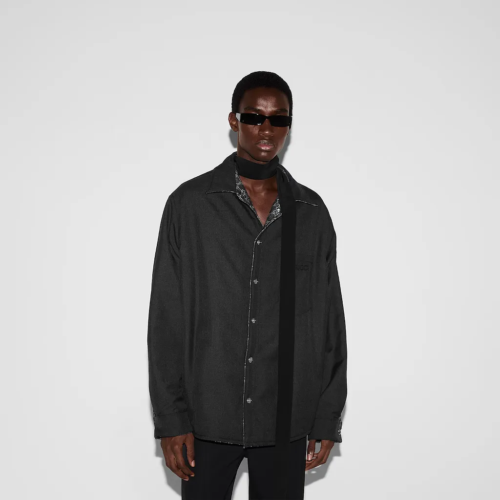 Reversible Wool And Gg Denim Shirt