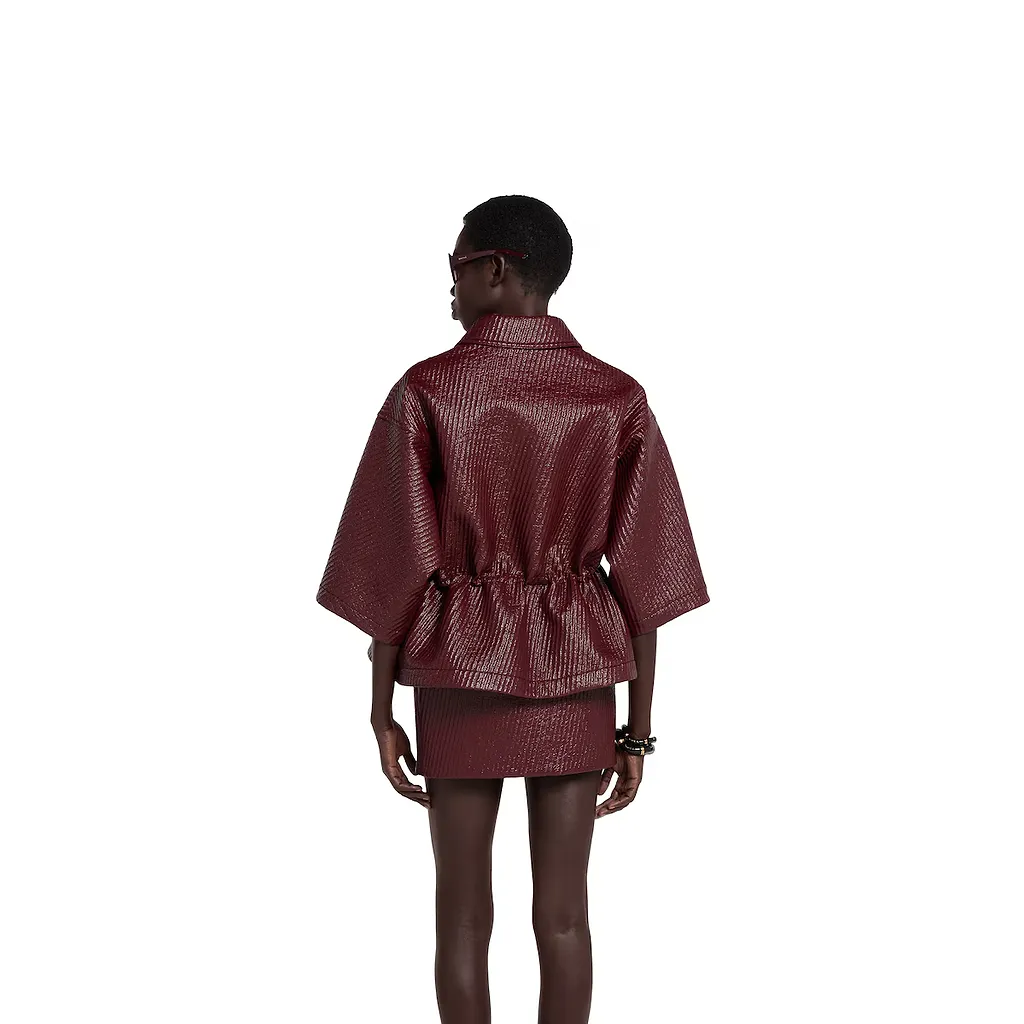 Diagonal Wool Short Sleeve Jacket