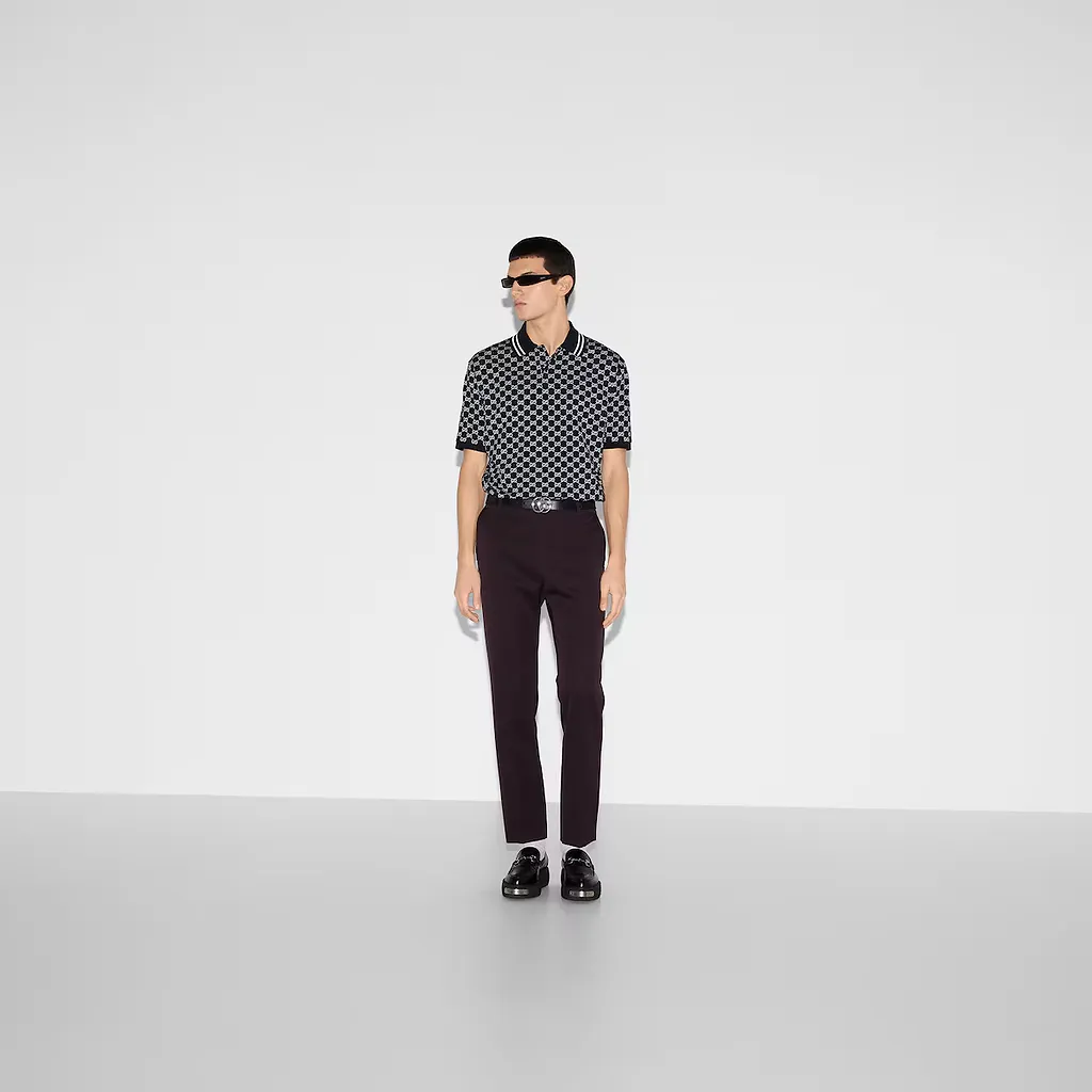 Gg Cotton Piquet Jacquard Polo Shirt
