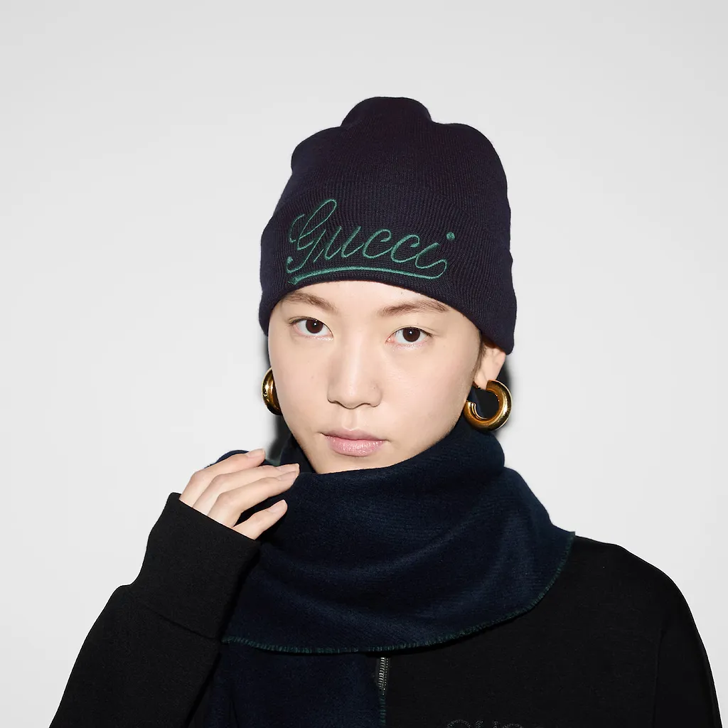 Wool Hat With Gucci Embroidery