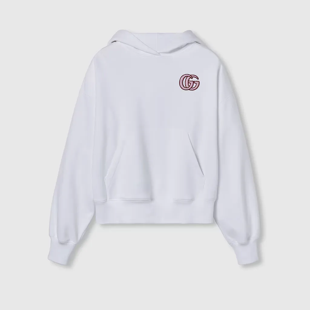 Embroidered Cotton Jersey Hooded Sweatshirt