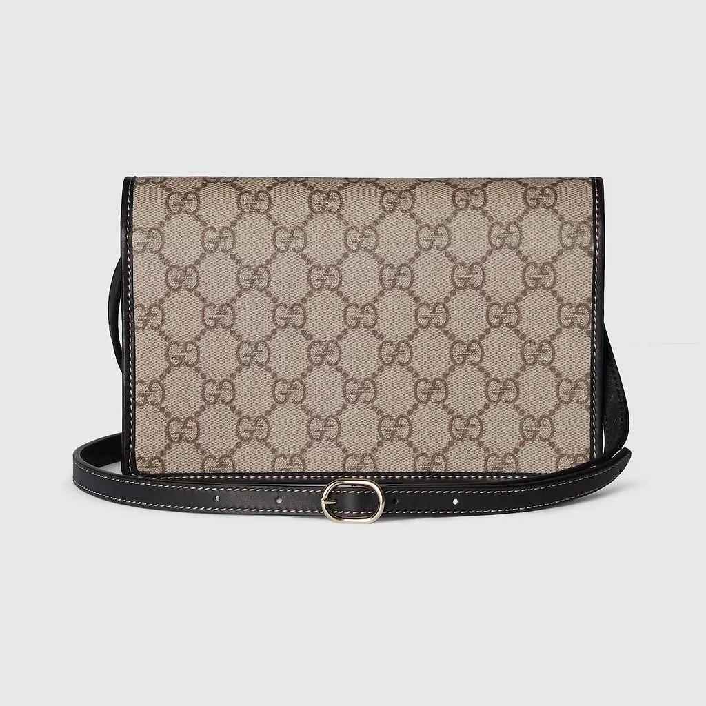 Gg Emblem Wallet With Leather Strap