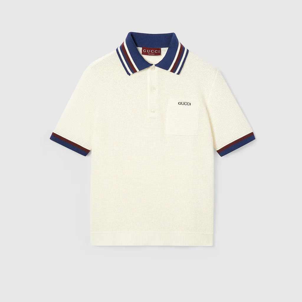Cotton Piquet Polo Shirt With Intarsia
