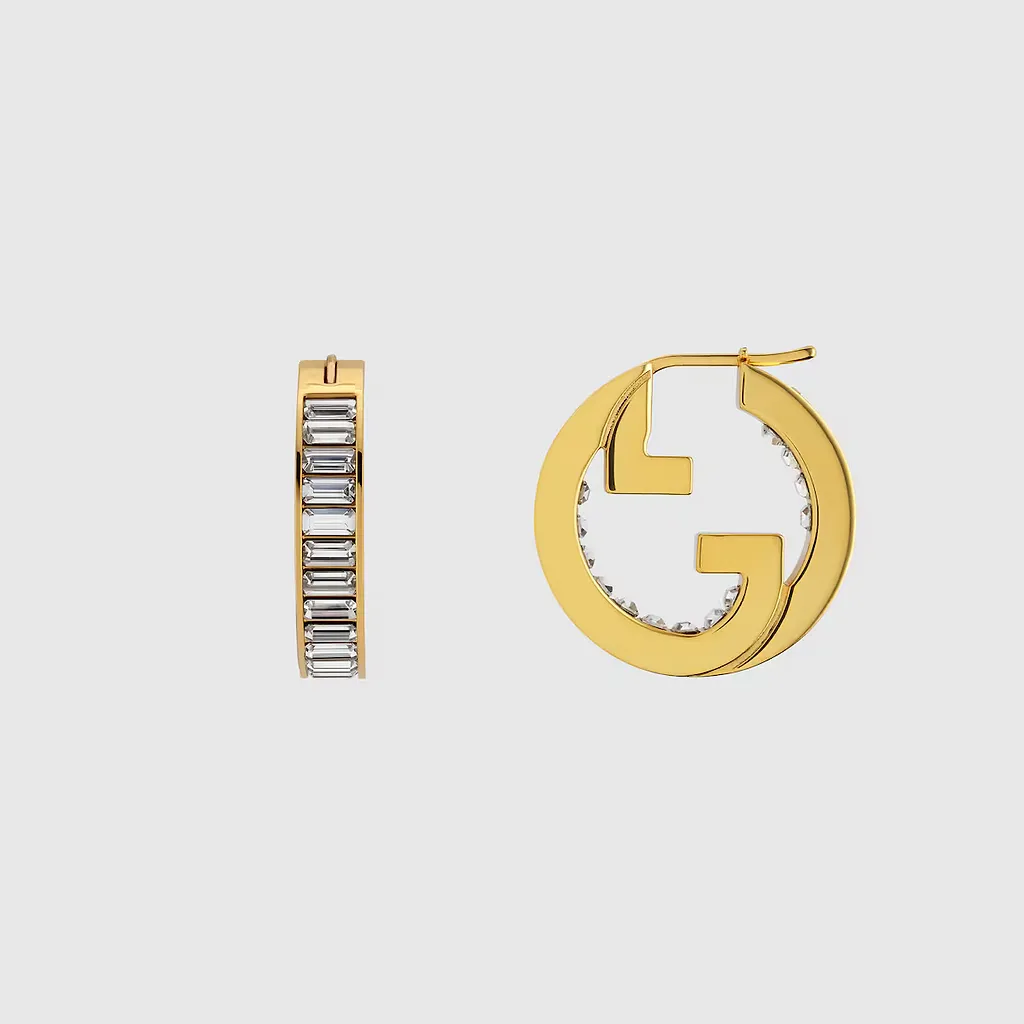 Gucci Blondie Crystal Hoop Earrings
