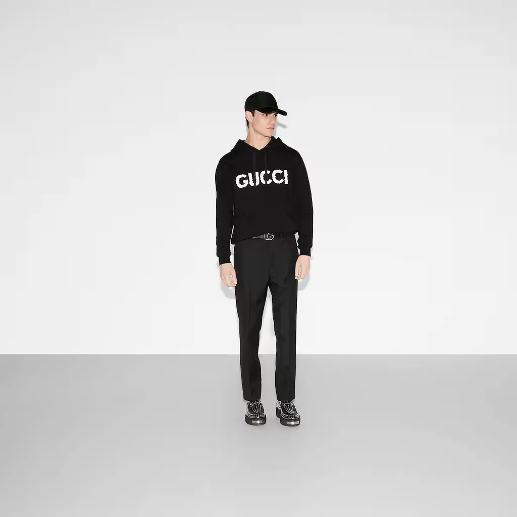 Cotton Jersey Hooded Sweatshirt With Embroidery