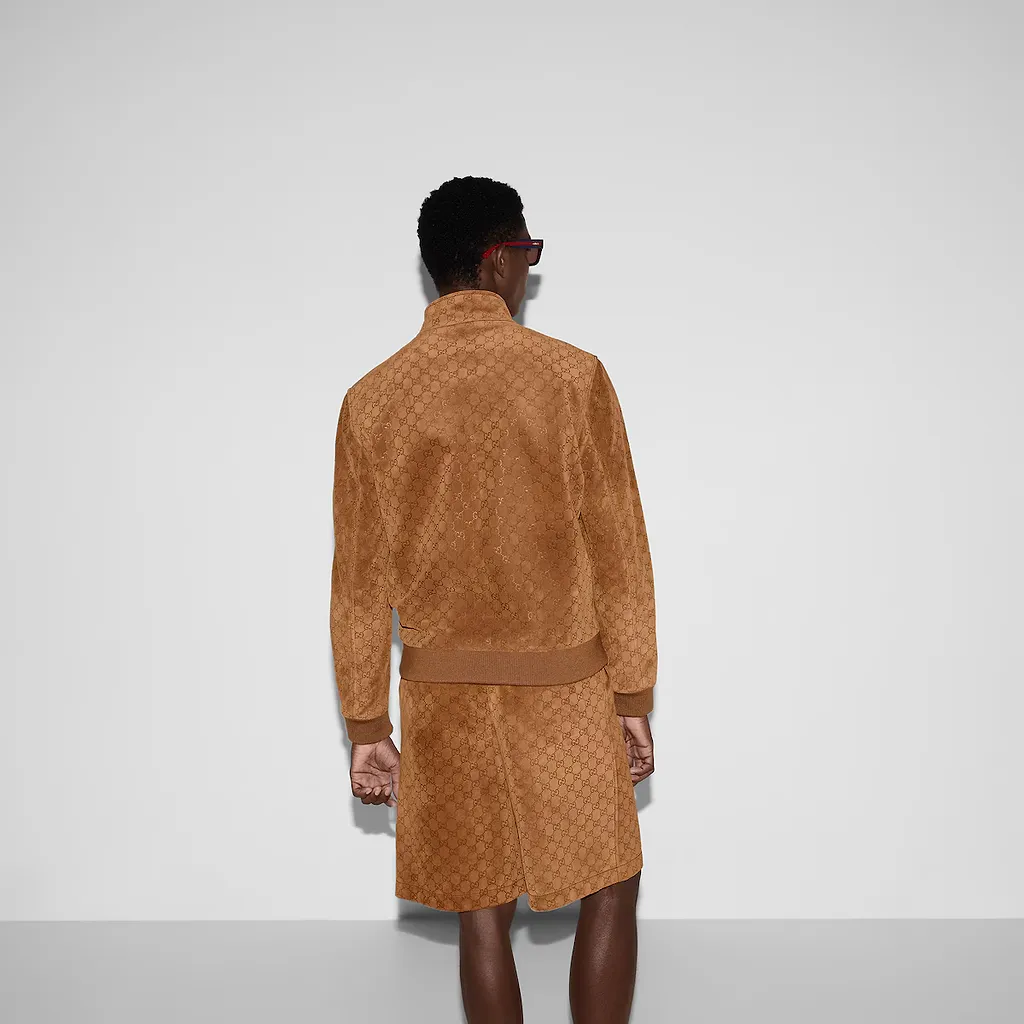 Embossed Gg Suede Bomber Jacket