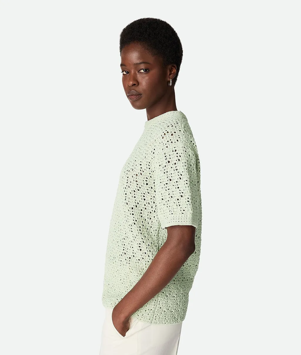 Cotton Crochet Knit T-Shirt