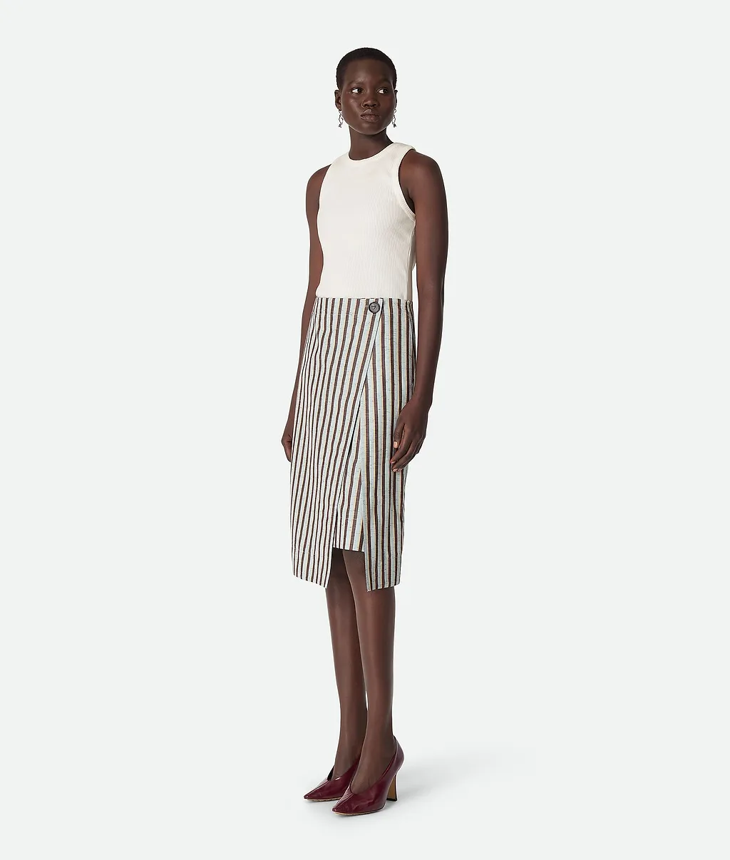 Cotton And Linen Stripe Skirt